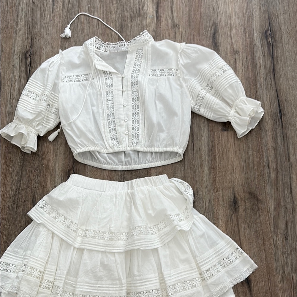 White Lace Trim Skirt by [Brand]